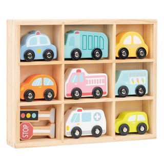 Vehicle set in wooden box